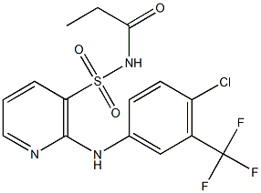 2-[4-chloro-3-(trifluoromethyl)anilino]-N-propionyl-3-pyridinesulfonamide Struktur