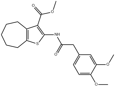 methyl 2-{[(3,4-dimethoxyphenyl)acetyl]amino}-5,6,7,8-tetrahydro-4H-cyclohepta[b]thiophene-3-carboxylate Struktur