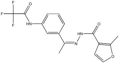 2,2,2-trifluoro-N-{3-[N-(2-methyl-3-furoyl)ethanehydrazonoyl]phenyl}acetamide Struktur