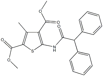 dimethyl 5-[(diphenylacetyl)amino]-3-methyl-2,4-thiophenedicarboxylate Struktur