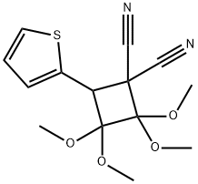 2,2,3,3-tetramethoxy-4-(2-thienyl)-1,1-cyclobutanedicarbonitrile Struktur