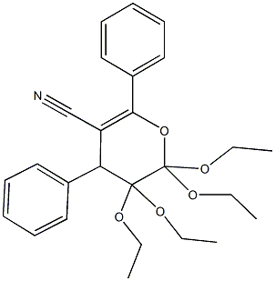 2,2,3,3-tetraethoxy-4,6-diphenyl-3,4-dihydro-2H-pyran-5-carbonitrile Struktur