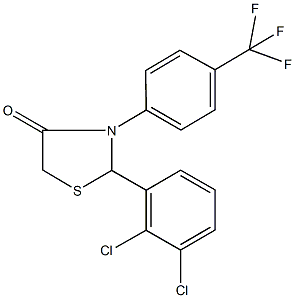 2-(2,3-dichlorophenyl)-3-[4-(trifluoromethyl)phenyl]-1,3-thiazolidin-4-one Struktur