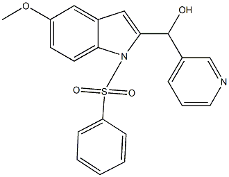 [5-methoxy-1-(phenylsulfonyl)-1H-indol-2-yl](3-pyridinyl)methanol Struktur