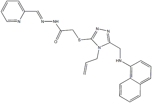 2-({4-allyl-5-[(1-naphthylamino)methyl]-4H-1,2,4-triazol-3-yl}sulfanyl)-N'-(2-pyridinylmethylene)acetohydrazide Struktur