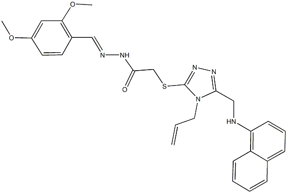 2-({4-allyl-5-[(1-naphthylamino)methyl]-4H-1,2,4-triazol-3-yl}sulfanyl)-N'-(2,4-dimethoxybenzylidene)acetohydrazide Struktur