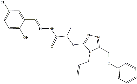 2-{[4-allyl-5-(phenoxymethyl)-4H-1,2,4-triazol-3-yl]sulfanyl}-N'-(5-chloro-2-hydroxybenzylidene)propanohydrazide Struktur