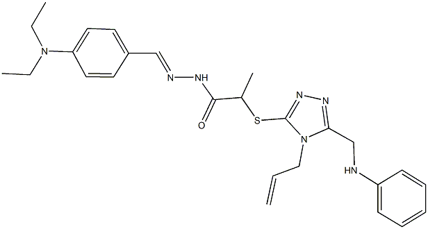 2-{[4-allyl-5-(anilinomethyl)-4H-1,2,4-triazol-3-yl]sulfanyl}-N'-[4-(diethylamino)benzylidene]propanohydrazide Struktur