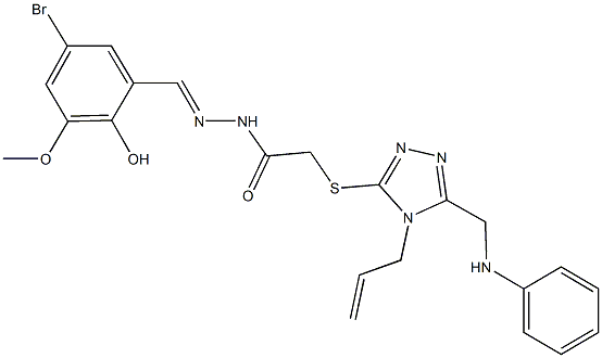 2-{[4-allyl-5-(anilinomethyl)-4H-1,2,4-triazol-3-yl]sulfanyl}-N'-(5-bromo-2-hydroxy-3-methoxybenzylidene)acetohydrazide Struktur