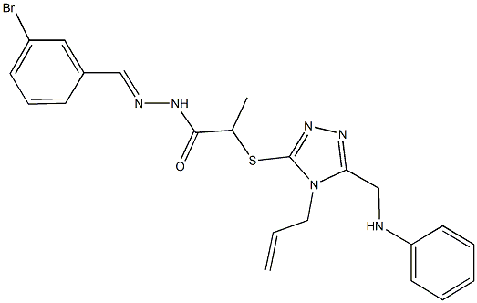 2-{[4-allyl-5-(anilinomethyl)-4H-1,2,4-triazol-3-yl]sulfanyl}-N'-(3-bromobenzylidene)propanohydrazide Struktur