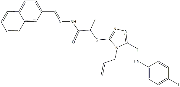 2-({4-allyl-5-[(4-iodoanilino)methyl]-4H-1,2,4-triazol-3-yl}sulfanyl)-N'-(2-naphthylmethylene)propanohydrazide Struktur