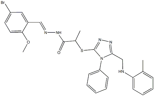 N'-(5-bromo-2-methoxybenzylidene)-2-{[4-phenyl-5-(2-toluidinomethyl)-4H-1,2,4-triazol-3-yl]sulfanyl}propanohydrazide Struktur