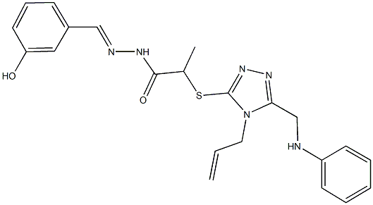 2-{[4-allyl-5-(anilinomethyl)-4H-1,2,4-triazol-3-yl]sulfanyl}-N'-(3-hydroxybenzylidene)propanohydrazide Struktur