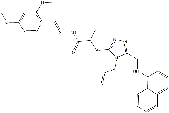 2-({4-allyl-5-[(1-naphthylamino)methyl]-4H-1,2,4-triazol-3-yl}sulfanyl)-N'-(2,4-dimethoxybenzylidene)propanohydrazide Struktur