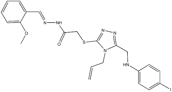 2-({4-allyl-5-[(4-iodoanilino)methyl]-4H-1,2,4-triazol-3-yl}sulfanyl)-N'-(2-methoxybenzylidene)acetohydrazide Struktur