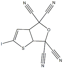 2-iodo-3a,6a-dihydrothieno[2,3-c]furan-4,4,6,6-tetracarbonitrile Struktur