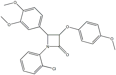 1-(2-chlorophenyl)-4-(3,4-dimethoxyphenyl)-3-(4-methoxyphenoxy)-2-azetidinone Struktur