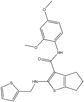 N-(2,4-dimethoxyphenyl)-2-[(2-thienylmethyl)amino]-5,6-dihydro-4H-cyclopenta[b]thiophene-3-carboxamide Struktur