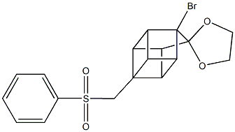 1-bromo-4-[(phenylsulfonyl)methyl]spiro(1,3-dioxolane-2,9'-pentacyclo[4.3.0.0~2,5~.0~3,8~.0~4,7~]nonane) Struktur