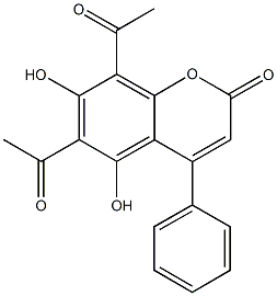 6,8-diacetyl-5,7-dihydroxy-4-phenyl-2H-chromen-2-one Struktur