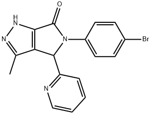 5-(4-bromophenyl)-3-methyl-4-(2-pyridinyl)-4,5-dihydropyrrolo[3,4-c]pyrazol-6(1H)-one Struktur