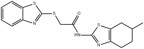 2-(1,3-benzothiazol-2-ylsulfanyl)-N-(6-methyl-4,5,6,7-tetrahydro-1,3-benzothiazol-2-yl)acetamide Struktur