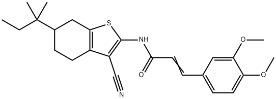 N-(3-cyano-6-tert-pentyl-4,5,6,7-tetrahydro-1-benzothien-2-yl)-3-(3,4-dimethoxyphenyl)acrylamide Struktur