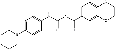 N-(2,3-dihydro-1,4-benzodioxin-6-ylcarbonyl)-N'-[4-(1-piperidinyl)phenyl]thiourea Struktur