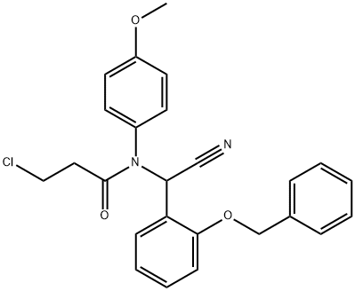 N-[[2-(benzyloxy)phenyl](cyano)methyl]-3-chloro-N-(4-methoxyphenyl)propanamide Struktur