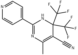 6-methyl-2-(4-pyridinyl)-4,4-bis(trifluoromethyl)-1,4-dihydro-5-pyrimidinecarbonitrile Struktur