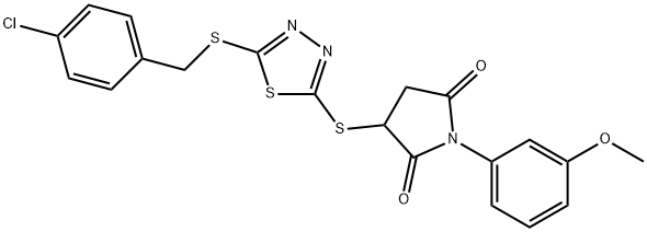 3-({5-[(4-chlorobenzyl)sulfanyl]-1,3,4-thiadiazol-2-yl}sulfanyl)-1-(3-methoxyphenyl)-2,5-pyrrolidinedione Struktur