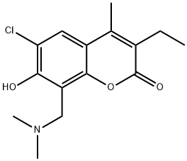 6-chloro-8-[(dimethylamino)methyl]-3-ethyl-7-hydroxy-4-methyl-2H-chromen-2-one Struktur