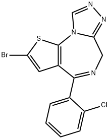 2-bromo-4-(2-chlorophenyl)-6H-thieno[3,2-f][1,2,4]triazolo[4,3-a][1,4]diazepine Struktur