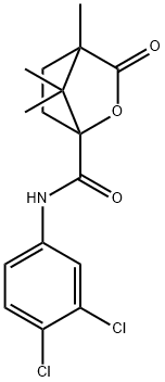 N-(3,4-dichlorophenyl)-4,7,7-trimethyl-3-oxo-2-oxabicyclo[2.2.1]heptane-1-carboxamide Struktur