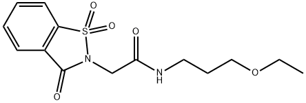 2-(1,1-dioxido-3-oxo-1,2-benzisothiazol-2(3H)-yl)-N-(3-ethoxypropyl)acetamide Struktur