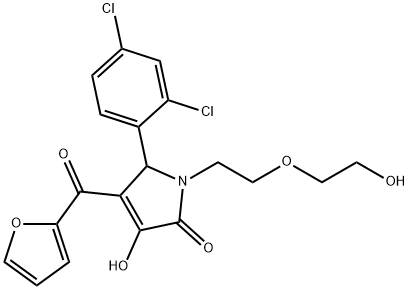 5-(2,4-dichlorophenyl)-4-(2-furoyl)-3-hydroxy-1-[2-(2-hydroxyethoxy)ethyl]-1,5-dihydro-2H-pyrrol-2-one Struktur