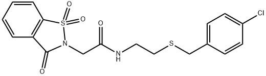 N-{2-[(4-chlorobenzyl)sulfanyl]ethyl}-2-(1,1-dioxido-3-oxo-1,2-benzisothiazol-2(3H)-yl)acetamide Struktur