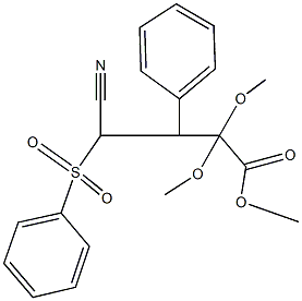 methyl 4-cyano-2,2-dimethoxy-3-phenyl-4-(phenylsulfonyl)butanoate Struktur