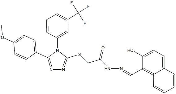 N'-[(2-hydroxy-1-naphthyl)methylene]-2-({5-(4-methoxyphenyl)-4-[3-(trifluoromethyl)phenyl]-4H-1,2,4-triazol-3-yl}sulfanyl)acetohydrazide Struktur