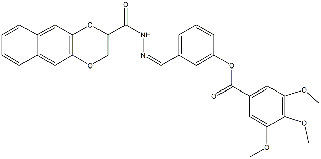 3-[2-(2,3-dihydronaphtho[2,3-b][1,4]dioxin-2-ylcarbonyl)carbohydrazonoyl]phenyl 3,4,5-trimethoxybenzoate Struktur