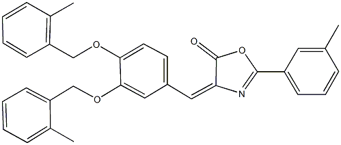 4-{3,4-bis[(2-methylbenzyl)oxy]benzylidene}-2-(3-methylphenyl)-1,3-oxazol-5(4H)-one Struktur