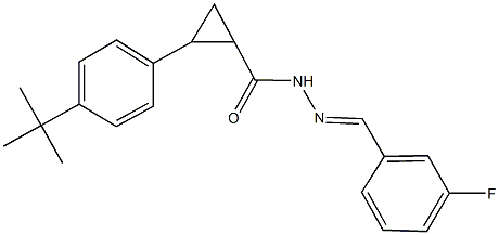 2-(4-tert-butylphenyl)-N'-(3-fluorobenzylidene)cyclopropanecarbohydrazide Struktur