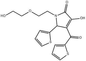 3-hydroxy-1-[2-(2-hydroxyethoxy)ethyl]-5-(2-thienyl)-4-(2-thienylcarbonyl)-1,5-dihydro-2H-pyrrol-2-one Struktur