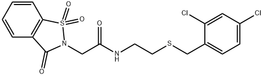 N-{2-[(2,4-dichlorobenzyl)sulfanyl]ethyl}-2-(1,1-dioxido-3-oxo-1,2-benzisothiazol-2(3H)-yl)acetamide Struktur