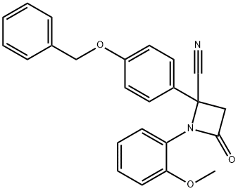 2-[4-(benzyloxy)phenyl]-1-(2-methoxyphenyl)-4-oxo-2-azetidinecarbonitrile Struktur