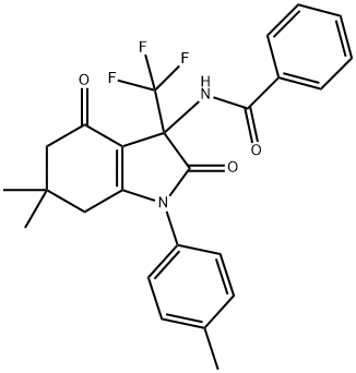 N-[6,6-dimethyl-1-(4-methylphenyl)-2,4-dioxo-3-(trifluoromethyl)-2,3,4,5,6,7-hexahydro-1H-indol-3-yl]benzamide Struktur