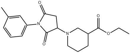 ethyl 1-[1-(3-methylphenyl)-2,5-dioxo-3-pyrrolidinyl]-3-piperidinecarboxylate Struktur