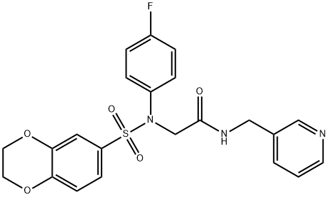 2-[(2,3-dihydro-1,4-benzodioxin-6-ylsulfonyl)-4-fluoroanilino]-N-(3-pyridinylmethyl)acetamide Struktur