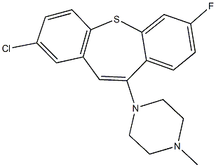 1-(2-chloro-7-fluorodibenzo[b,f]thiepin-10-yl)-4-methylpiperazine Struktur