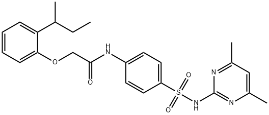 2-(2-sec-butylphenoxy)-N-(4-{[(4,6-dimethyl-2-pyrimidinyl)amino]sulfonyl}phenyl)acetamide Struktur